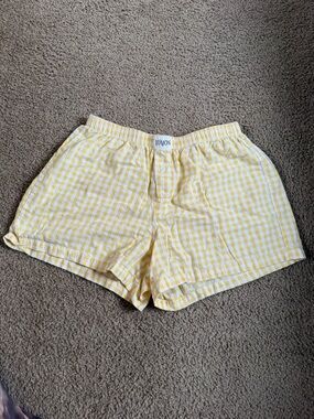 Lomon Yellow Gingham Women’s Relaxed Shorts
